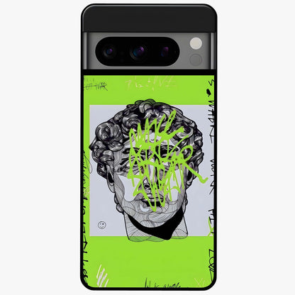 Neo Graffiti Rebellion Glass Case showing flat back view with vibrant graffiti artwork and glossy glass finish.