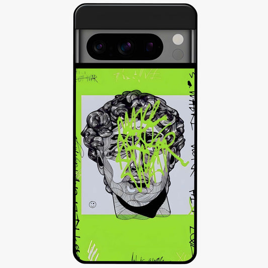 Neo Graffiti Rebellion Glass Case showing flat back view with vibrant graffiti artwork and glossy glass finish.