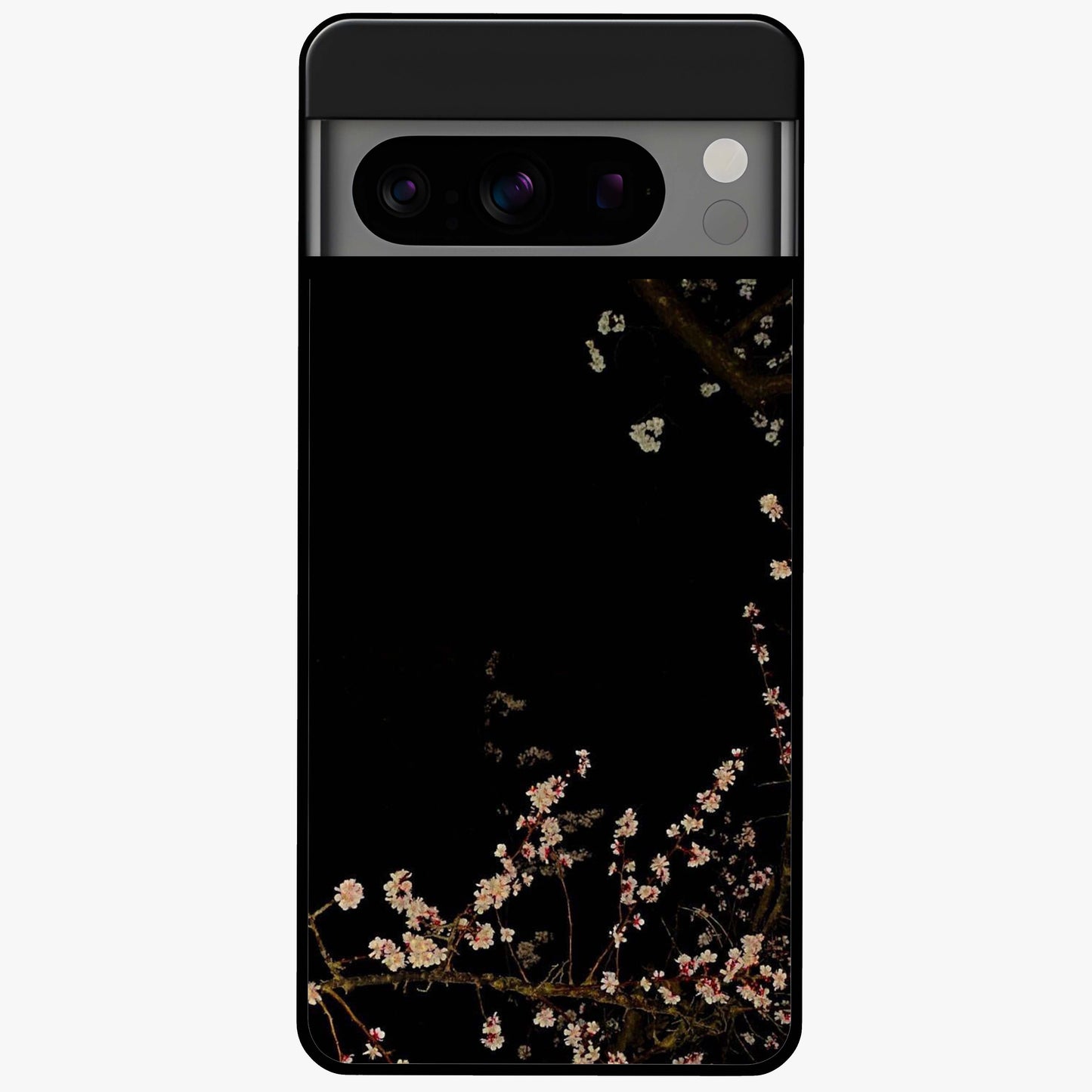 Petal Moon Light With Custom Name Glass Case showing flat back view with floral moonlight artwork and personalized name design.