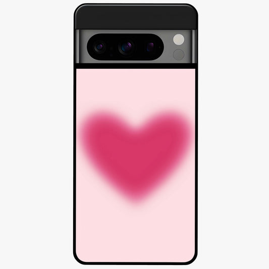 Pink Aura Heart Glass Case showing flat back view with glowing heart artwork and glossy glass finish.