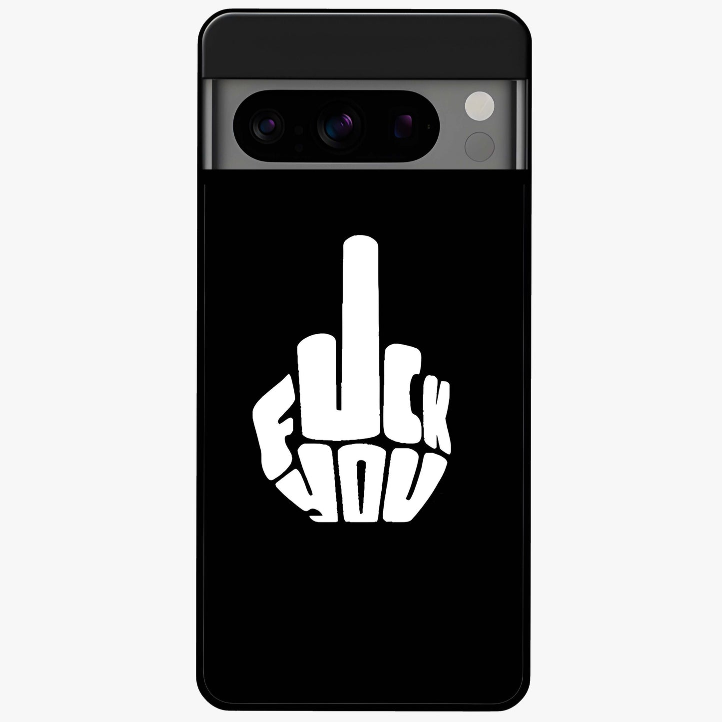 Rebel Mode On Glass Case showing flat back view with bold rebellious typography artwork and glossy glass finish.