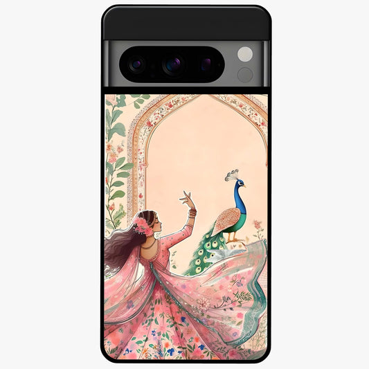 Royal Grace Muse Glass Case showing flat back view with elegant artistic artwork and glossy glass finish.