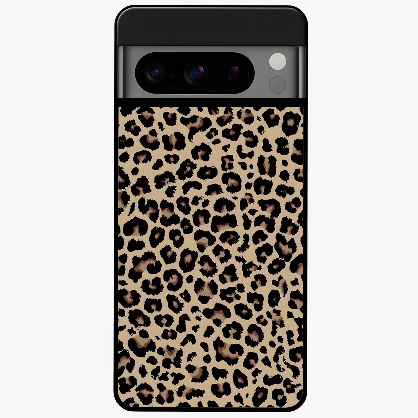 Savage Chic Pattern Glass Case showing flat back view with stylish patterned artwork and glossy glass finish.