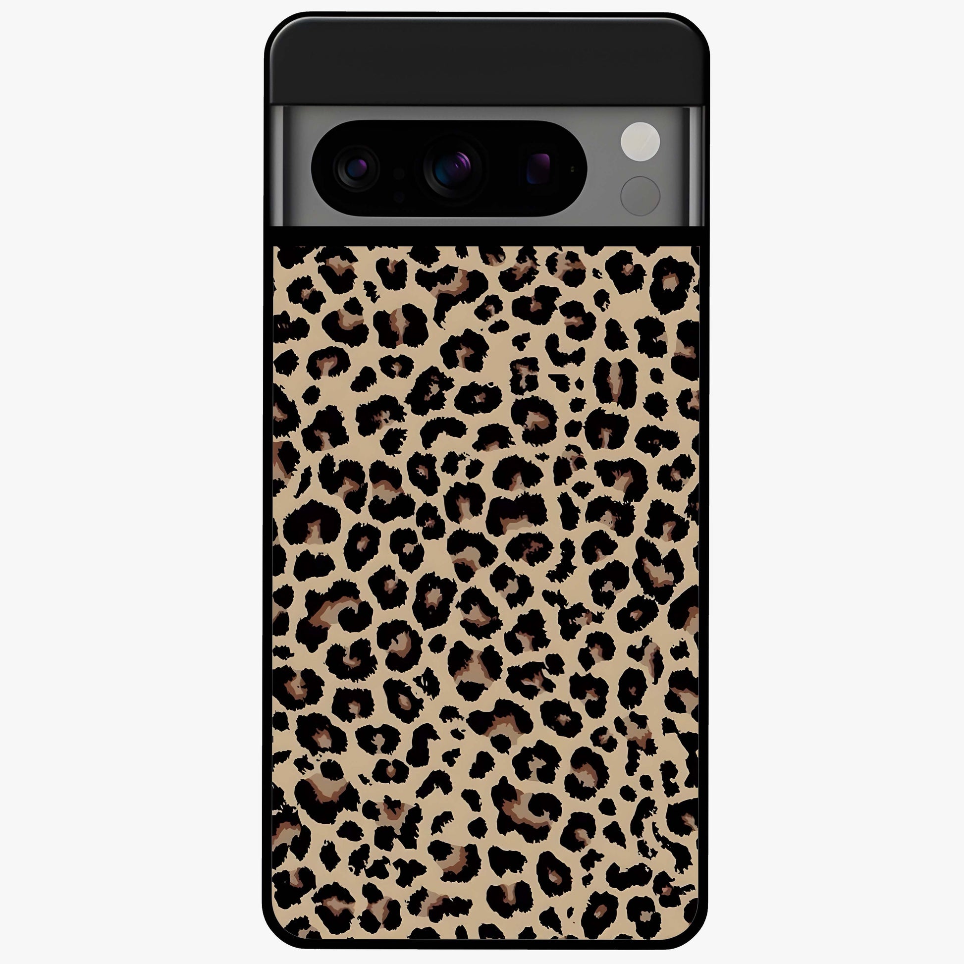 Savage Chic Pattern Glass Case showing flat back view with stylish patterned artwork and glossy glass finish.