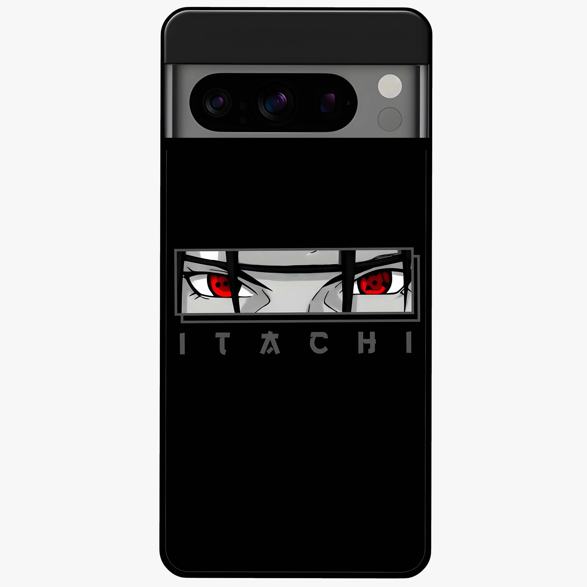 Scarlet Gaze Dominance Glass Case showing flat back view with striking red themed artwork and glossy glass finish.