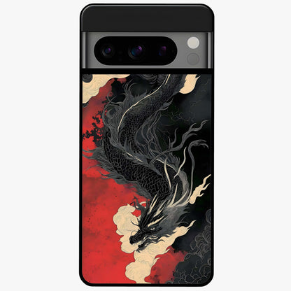Shadow Dragon Fury Glass Case showing flat back view with fierce dragon artwork and glossy glass finish.