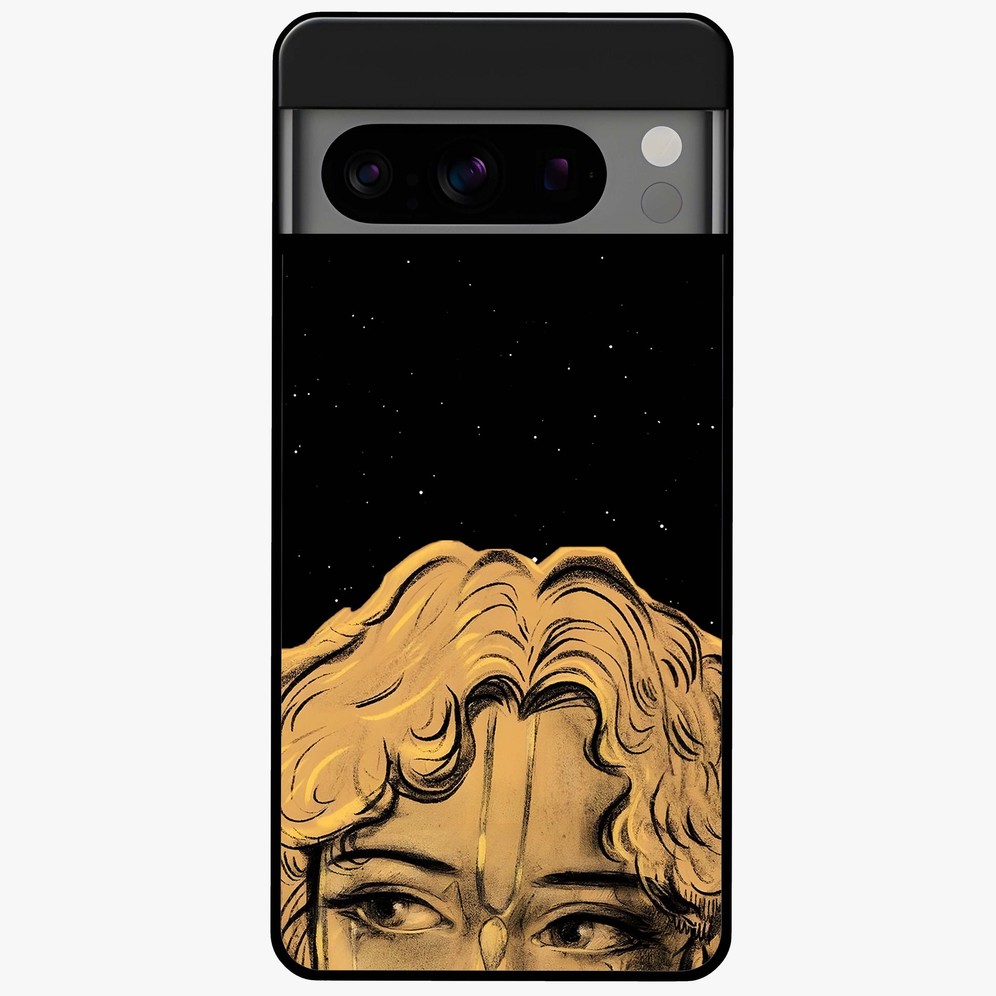 Shri Krishna Art Glass Case showing flat back view with devotional Krishna artwork and glossy glass finish.