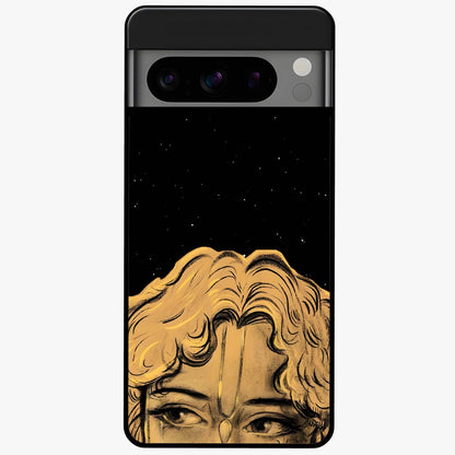 Shri Krishna Art Glass Case showing flat back view with devotional Krishna artwork and glossy glass finish.