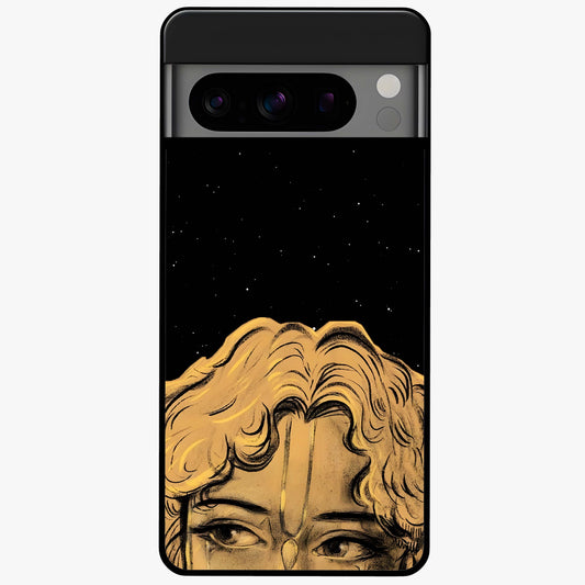 Shri Krishna Art Glass Case showing flat back view with devotional Krishna artwork and glossy glass finish.