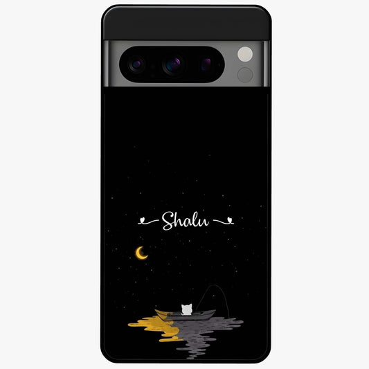 Silent Night Row Glass Case showing flat back view with calm night themed artwork and glossy glass finish.