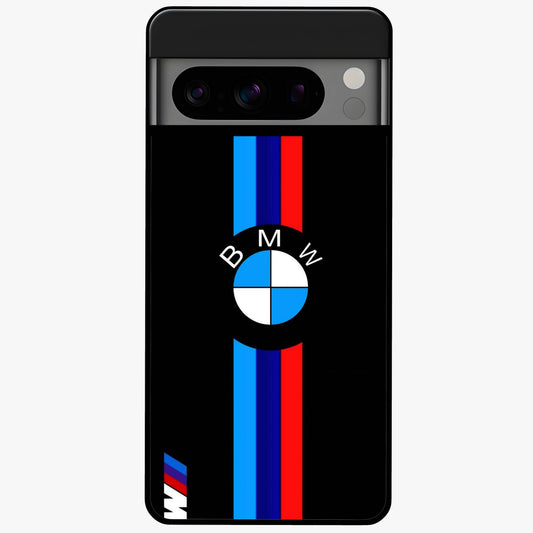 Turbo BMW Beast Glass Case showing flat back view with high performance sports car artwork and glossy glass finish.