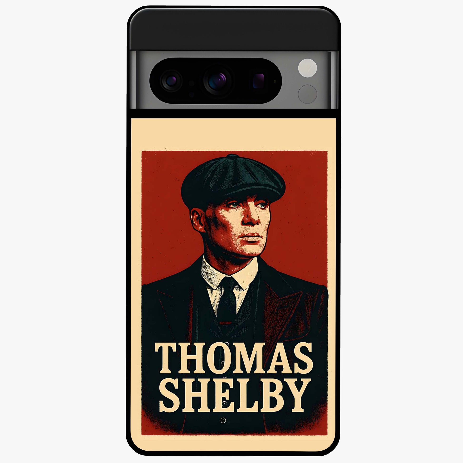 Vintage Mafia Authority Glass Case showing flat back view with bold vintage mafia inspired artwork and glossy glass finish.