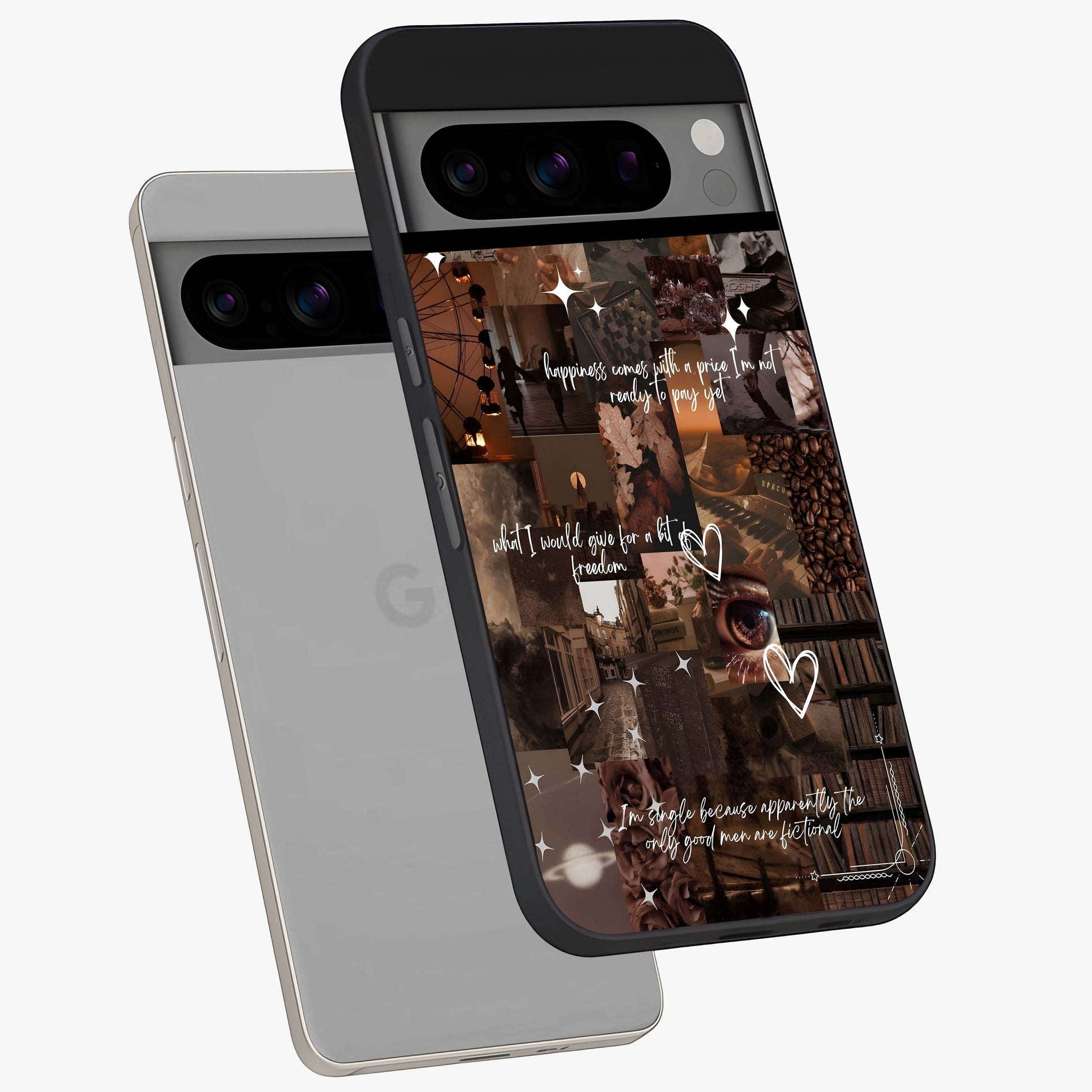 Bittersweet Aesthetic Chaos Glass Case displayed in angled mockup highlighting expressive abstract artwork and edgy aesthetic theme.