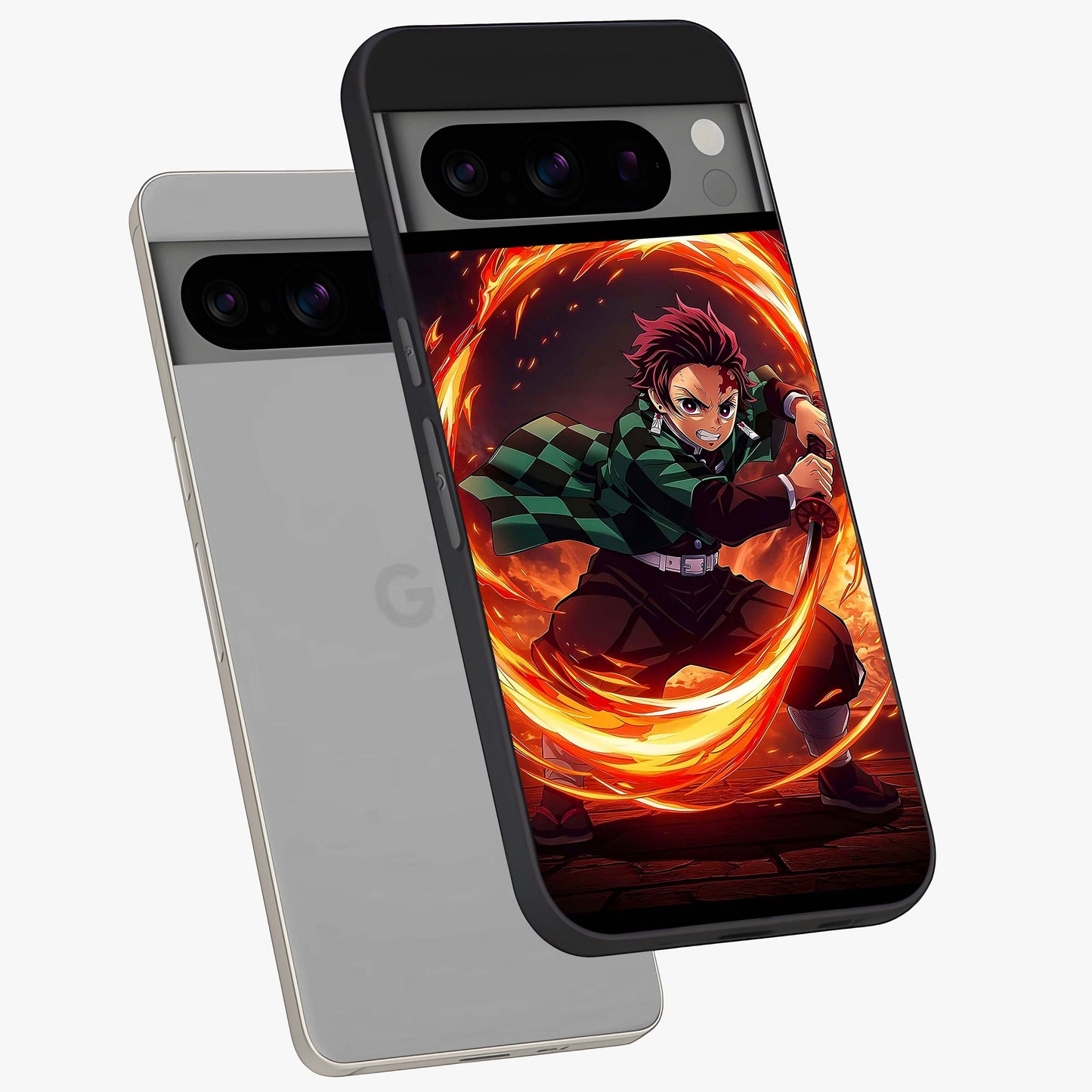 Blazing Sword Resolve Glass Case displayed in angled mockup highlighting powerful sword illustration and bold fantasy theme.