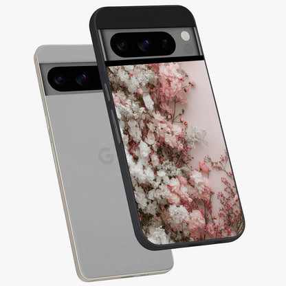 Blush Blossom Cloud Glass Case displayed in angled mockup highlighting soft cloud and blossom design with pastel aesthetic.