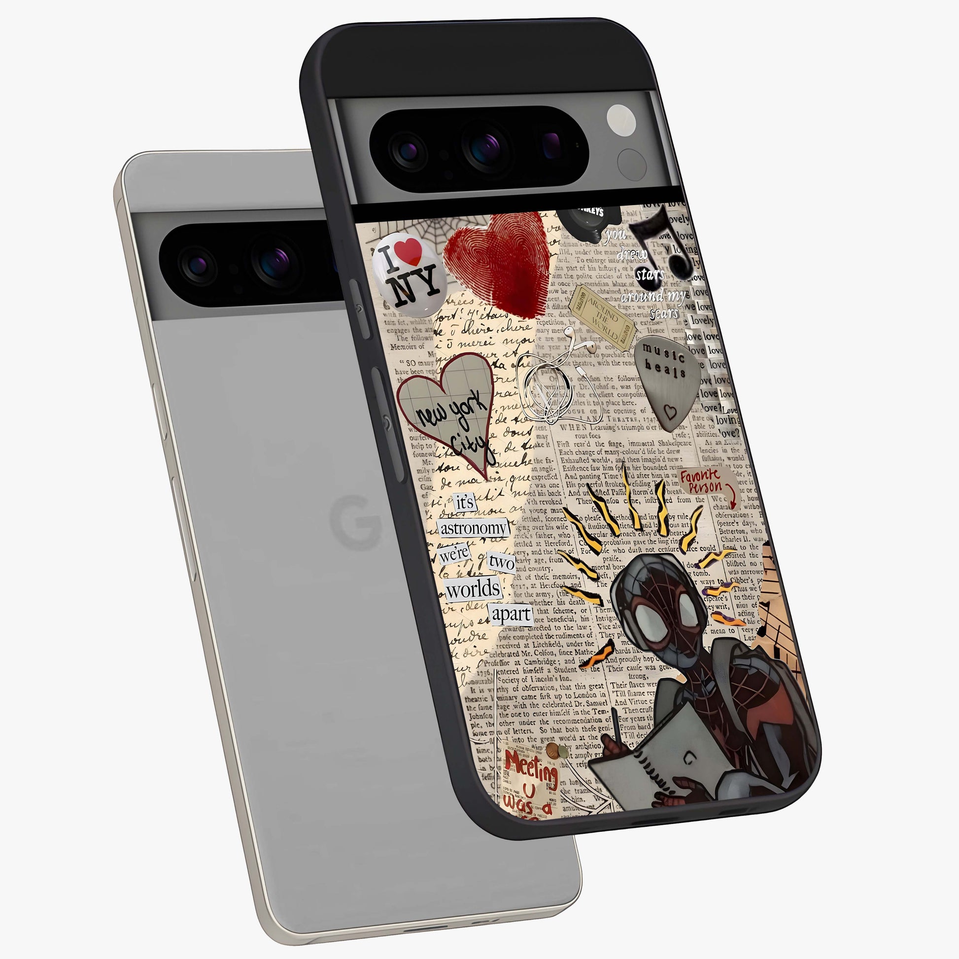 City Dream Sketch Glass Case displayed in angled mockup highlighting minimal city illustration with aesthetic sketch style.