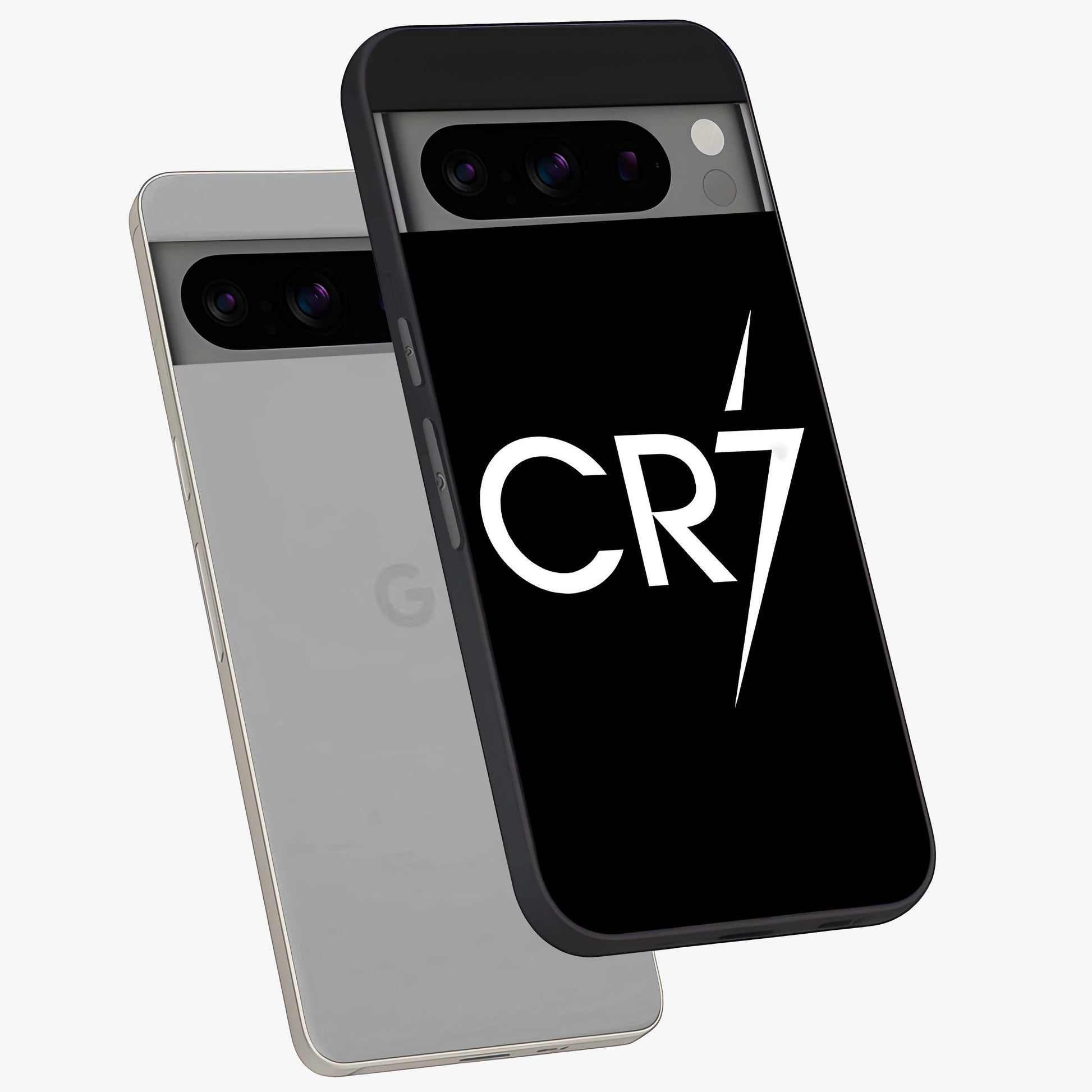 Cr7 Elite Strike Glass Case displayed in angled mockup highlighting powerful sports graphic with bold athletic theme.