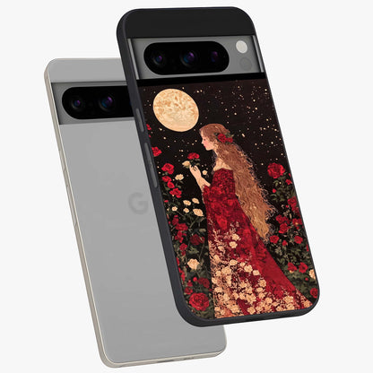 Crimson Dreams Glass Case displayed in angled mockup highlighting soft crimson aesthetic design with artistic theme.