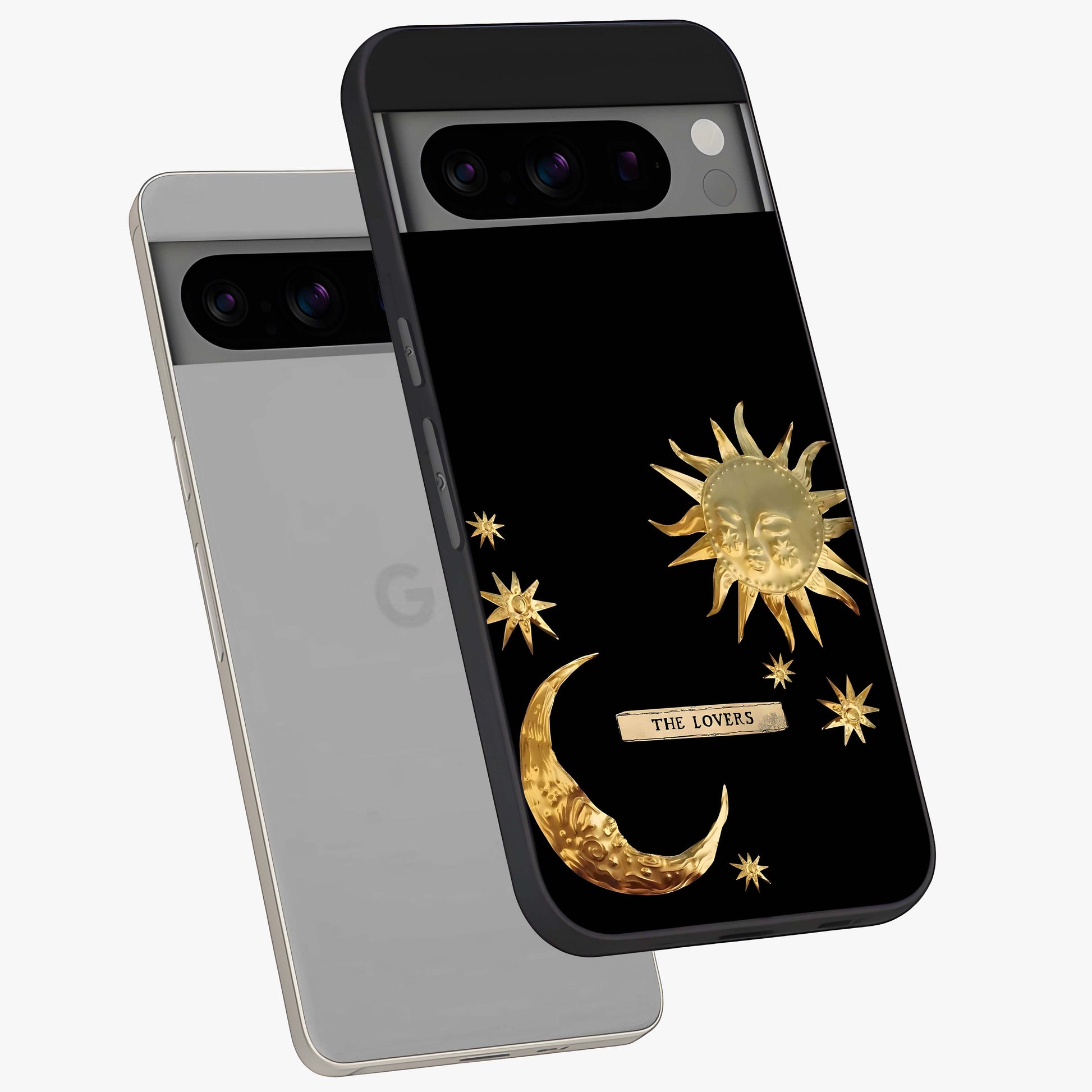 Gold Sun Blush Glass Case displayed in angled mockup highlighting radiant sun design with warm golden aesthetic.