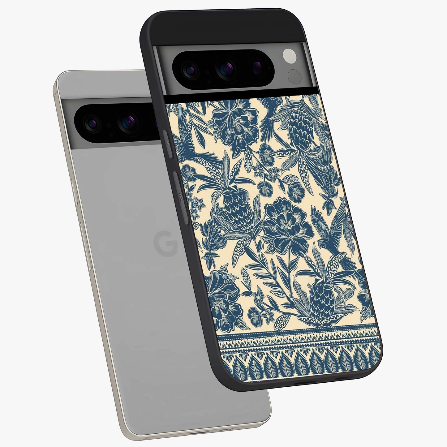 Heirloom Wild Bloom Glass Case displayed in angled mockup highlighting botanical bloom design with classic aesthetic style.