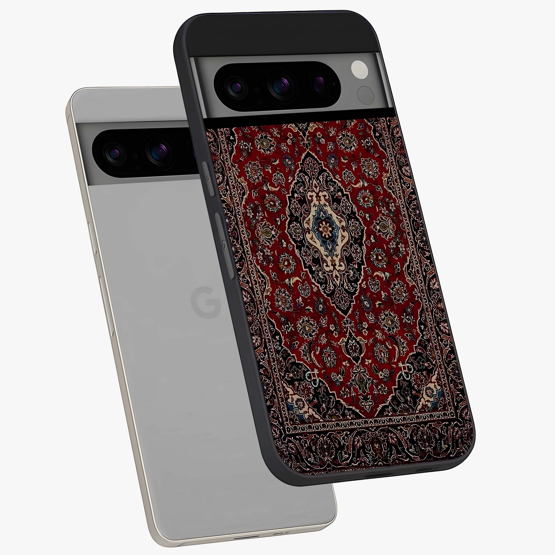 Heritage Carpet Royale Glass Case displayed in angled mockup highlighting intricate royal carpet design with heritage aesthetic.