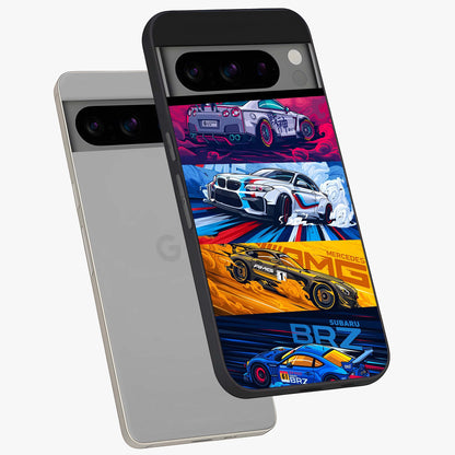 JDM Sports Car Glass Case displayed in angled mockup highlighting sleek Japanese racing car design with automotive aesthetic.
