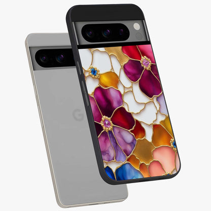 Marble Flower Pattern Glass Case displayed in angled mockup highlighting elegant marble floral design with modern aesthetic.