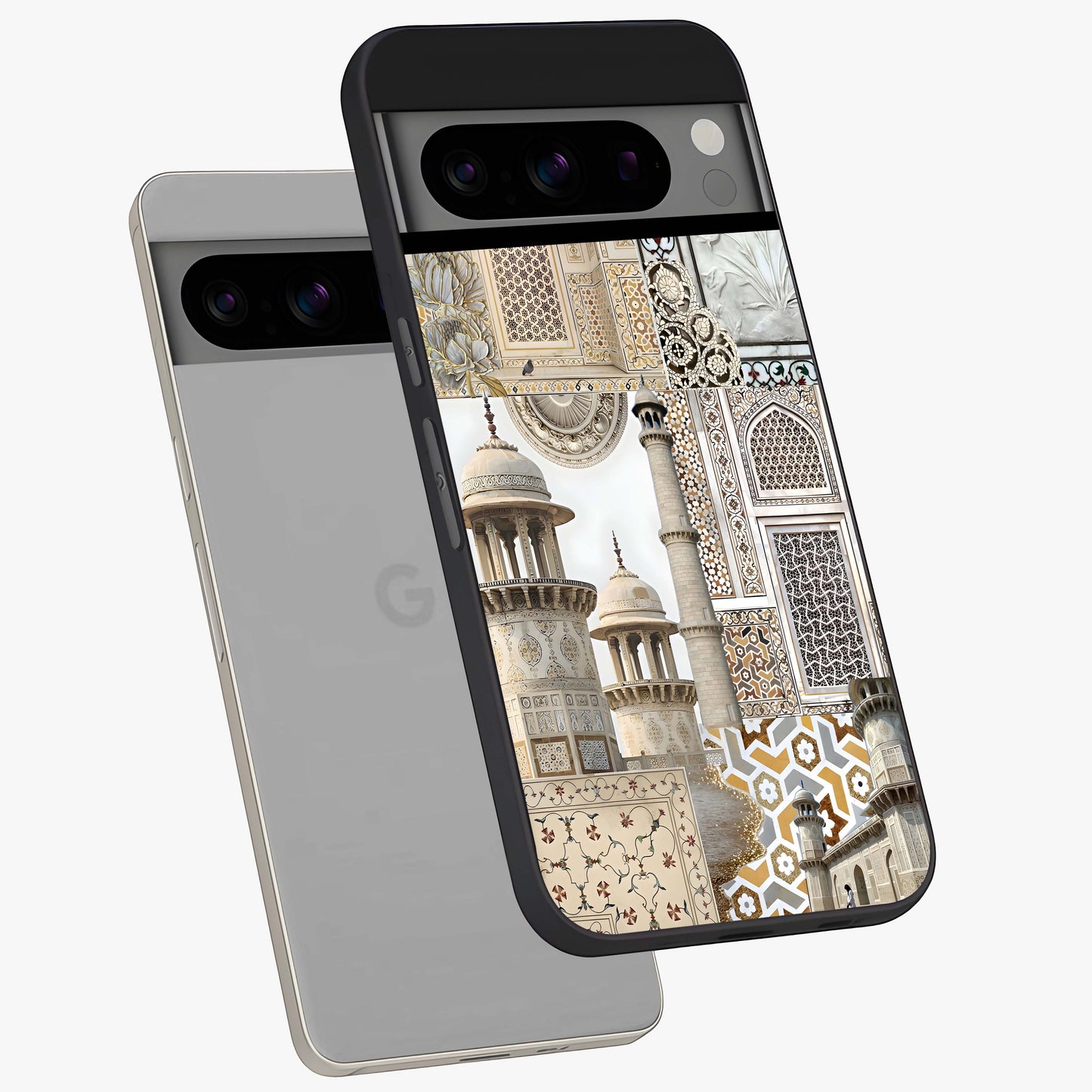 Mughal Marble Legacy Glass Case displayed in angled mockup highlighting elegant heritage marble artwork with royal aesthetic.