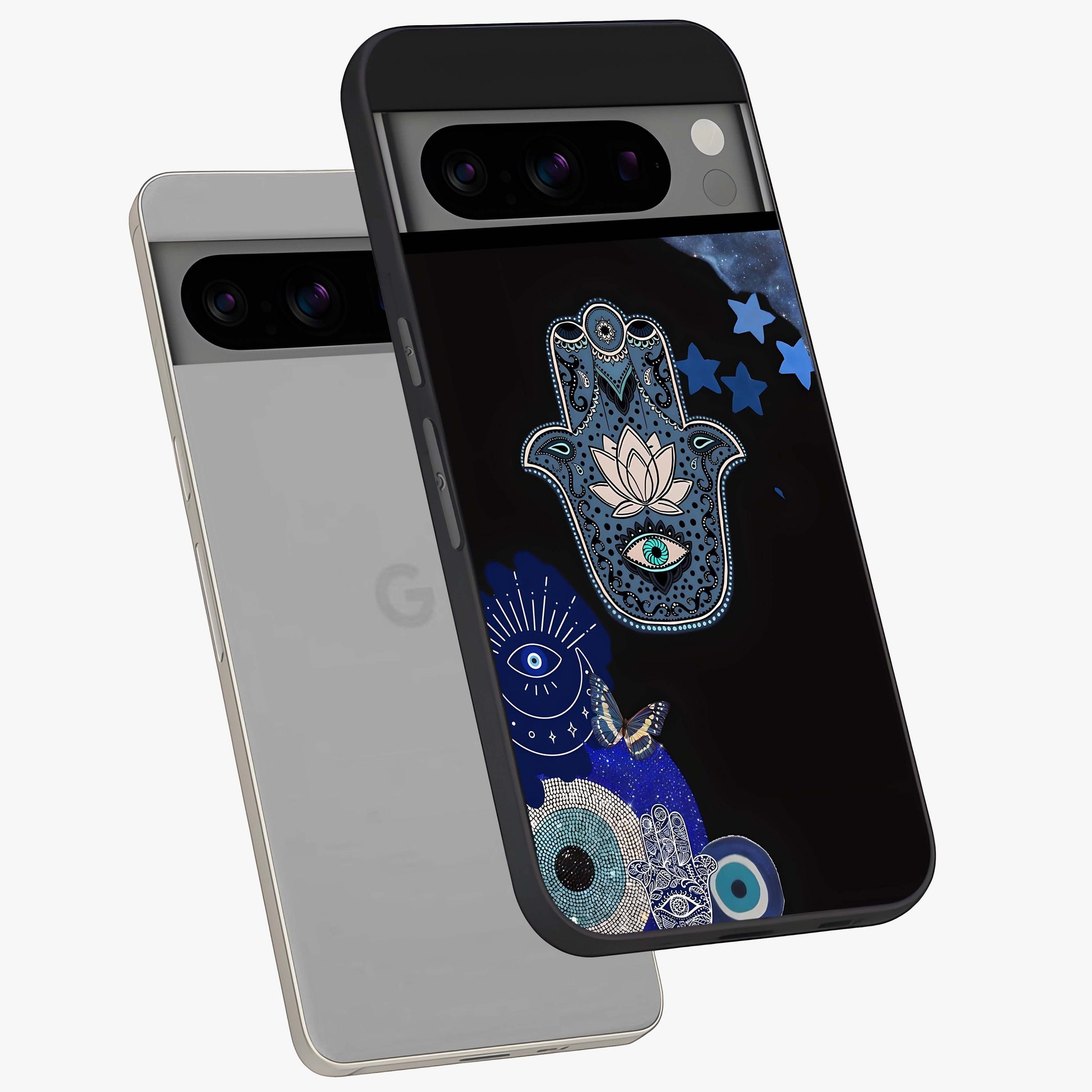 Mystic Hand Aura Glass Case displayed in angled mockup highlighting magical aura design with spiritual aesthetic style.