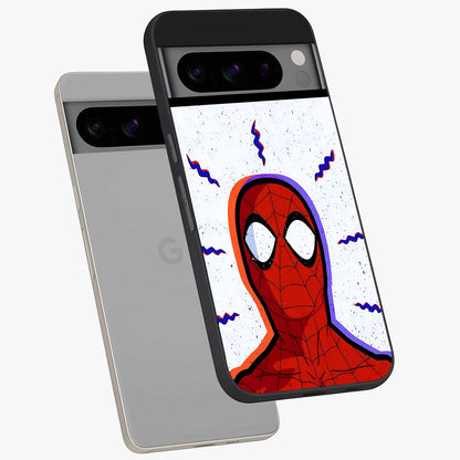 Omg Spiderman Glass Case displayed in angled mockup highlighting dynamic hero illustration with action comic aesthetic.