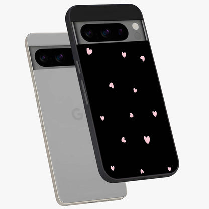 Pink Love Drops Glass Case displayed in angled mockup highlighting cute love drop design with vibrant pink aesthetic.