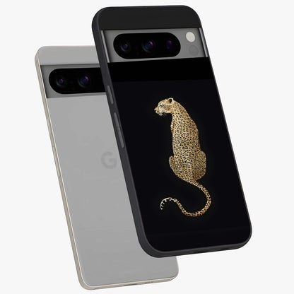 Regal Leopard Glass Case displayed in angled mockup highlighting powerful animal illustration with stylish wild aesthetic.