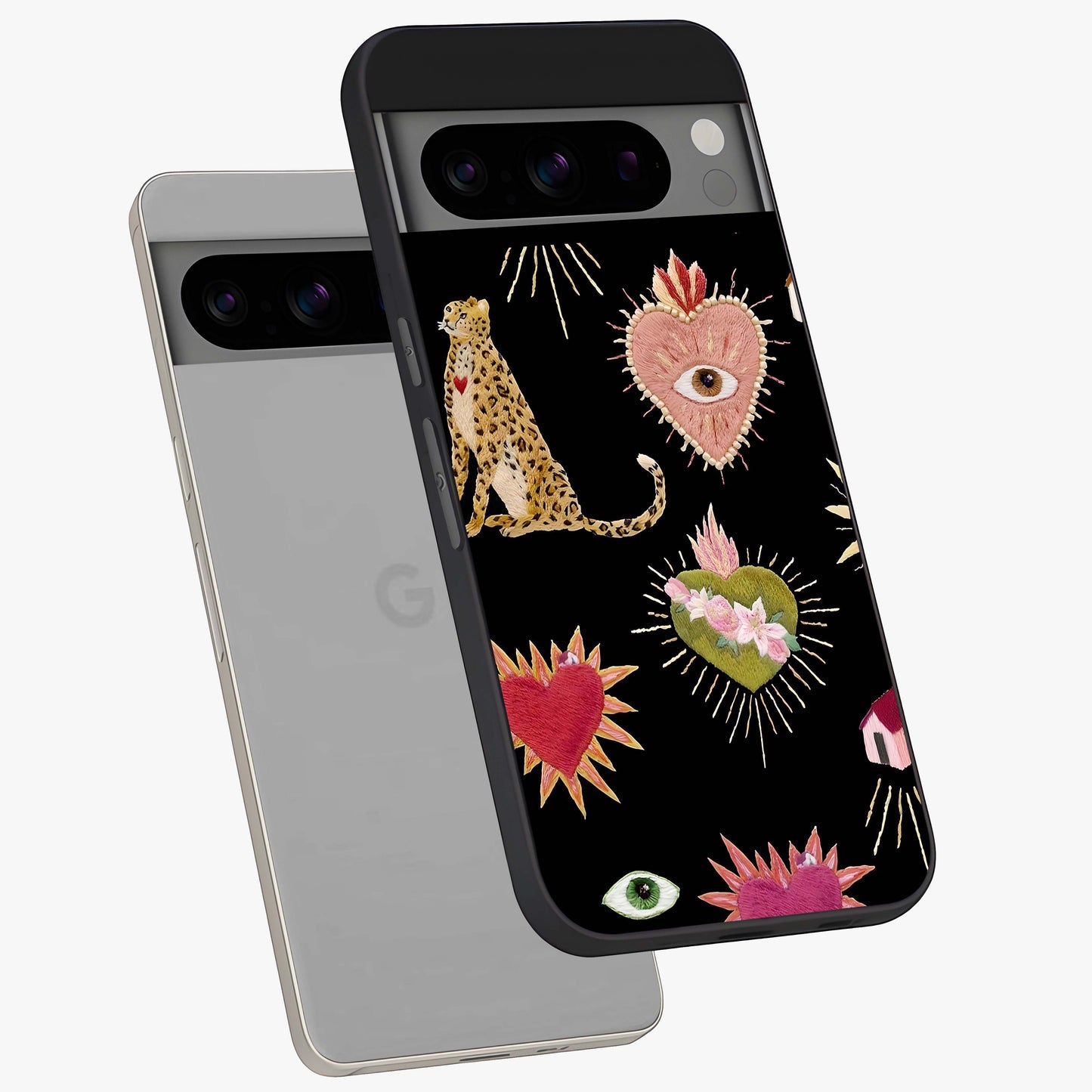 Sacred Jungle Heart Glass Case displayed in angled mockup highlighting lush tropical design with natural aesthetic style.