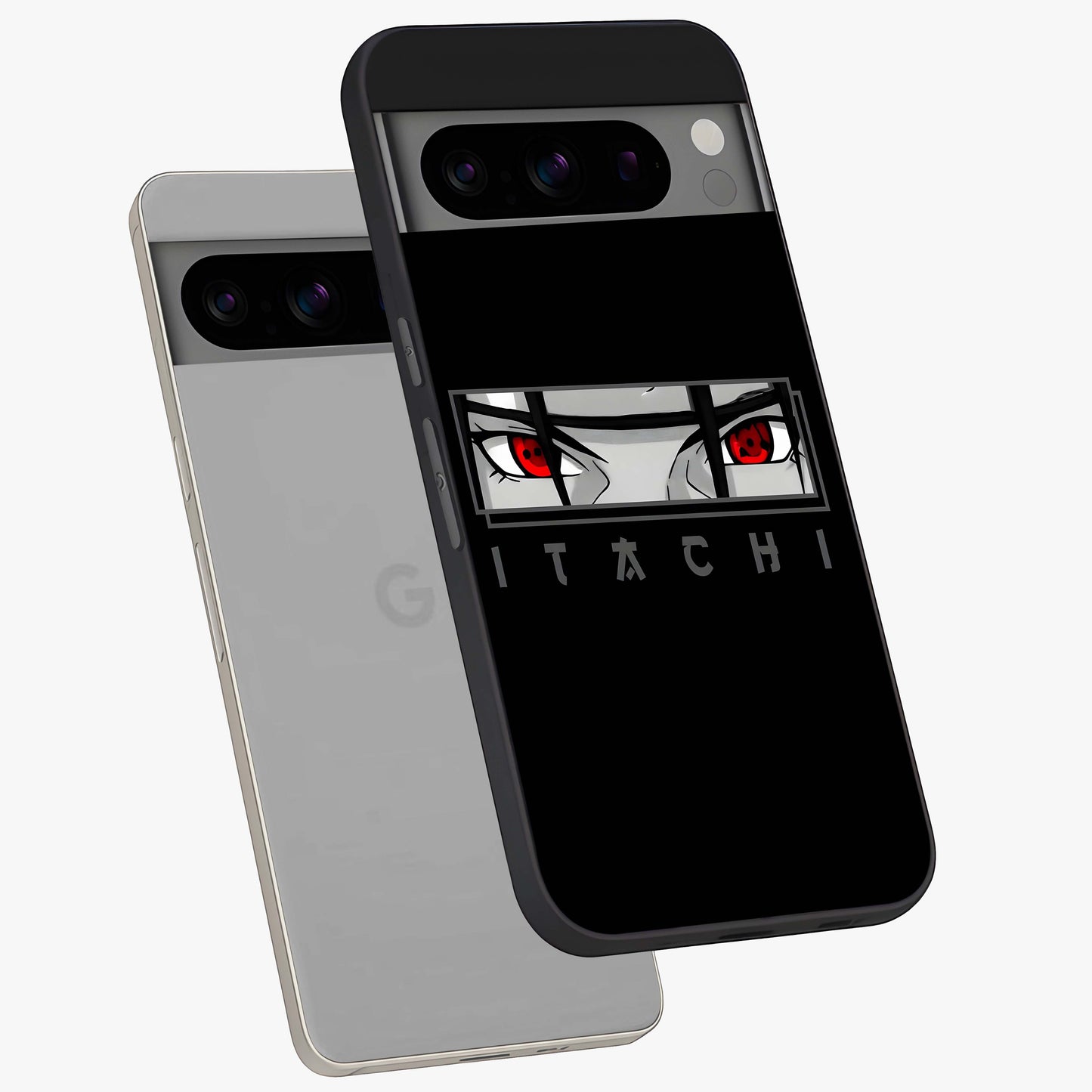 Scarlet Gaze Dominance Glass Case displayed in angled mockup highlighting intense visual design with bold scarlet aesthetic.