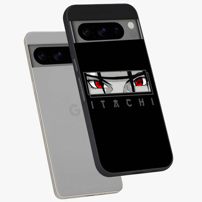 Scarlet Gaze Dominance Glass Case displayed in angled mockup highlighting intense visual design with bold scarlet aesthetic.
