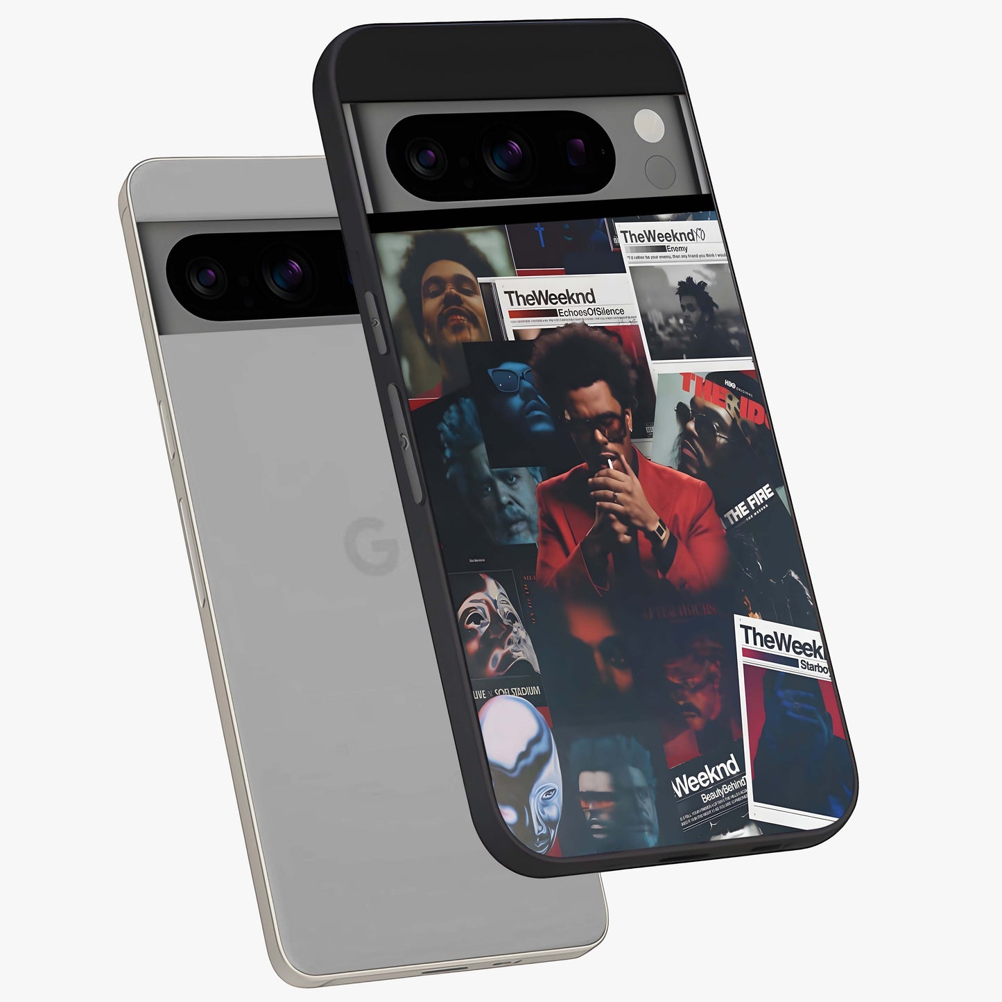 The Weeknd Glass Case displayed in angled mockup highlighting stylish pop culture inspired design with modern aesthetic.