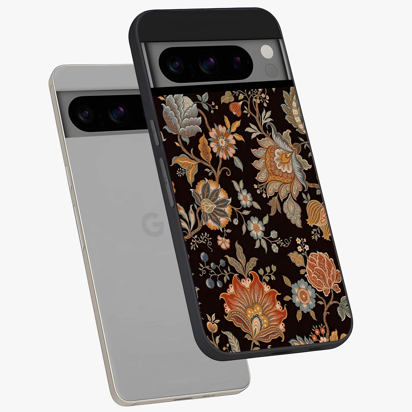 Vintage Floral Dream Glass Case displayed in angled mockup highlighting elegant vintage flower design with soft aesthetic style.
