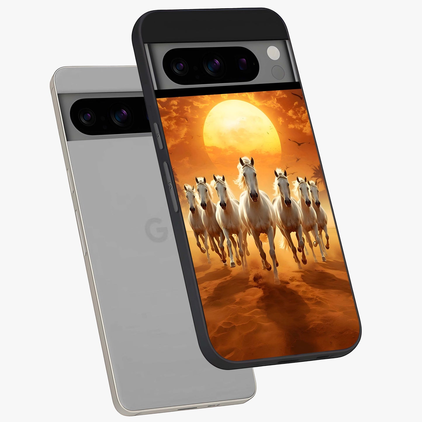 Wild Sunset Majesty Glass Case displayed in angled mockup highlighting vibrant sunset sky design with scenic aesthetic.
