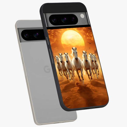 Wild Sunset Majesty Glass Case displayed in angled mockup highlighting vibrant sunset sky design with scenic aesthetic.