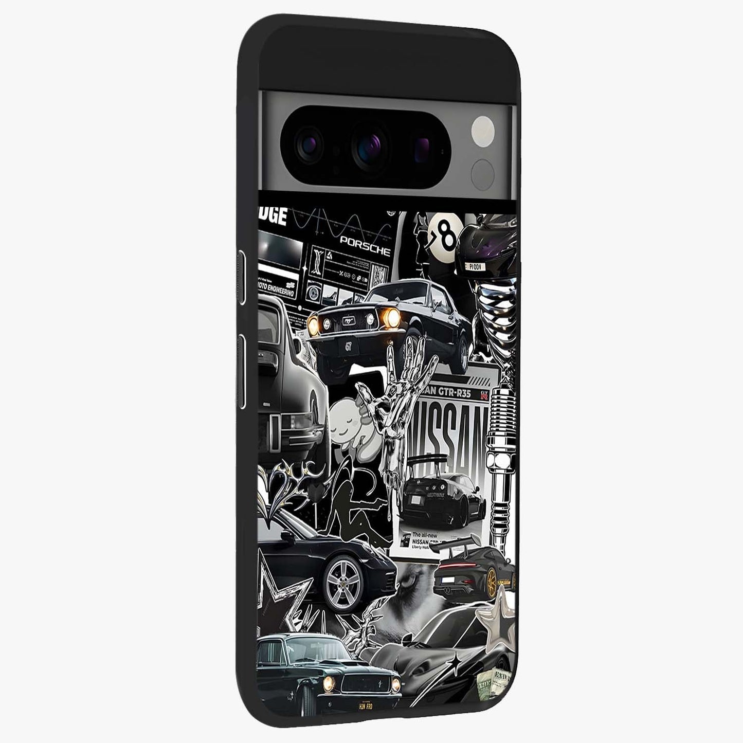 Aesthetic Dark Love Glass Case upright view showcasing dramatic romantic artwork with modern aesthetic style.