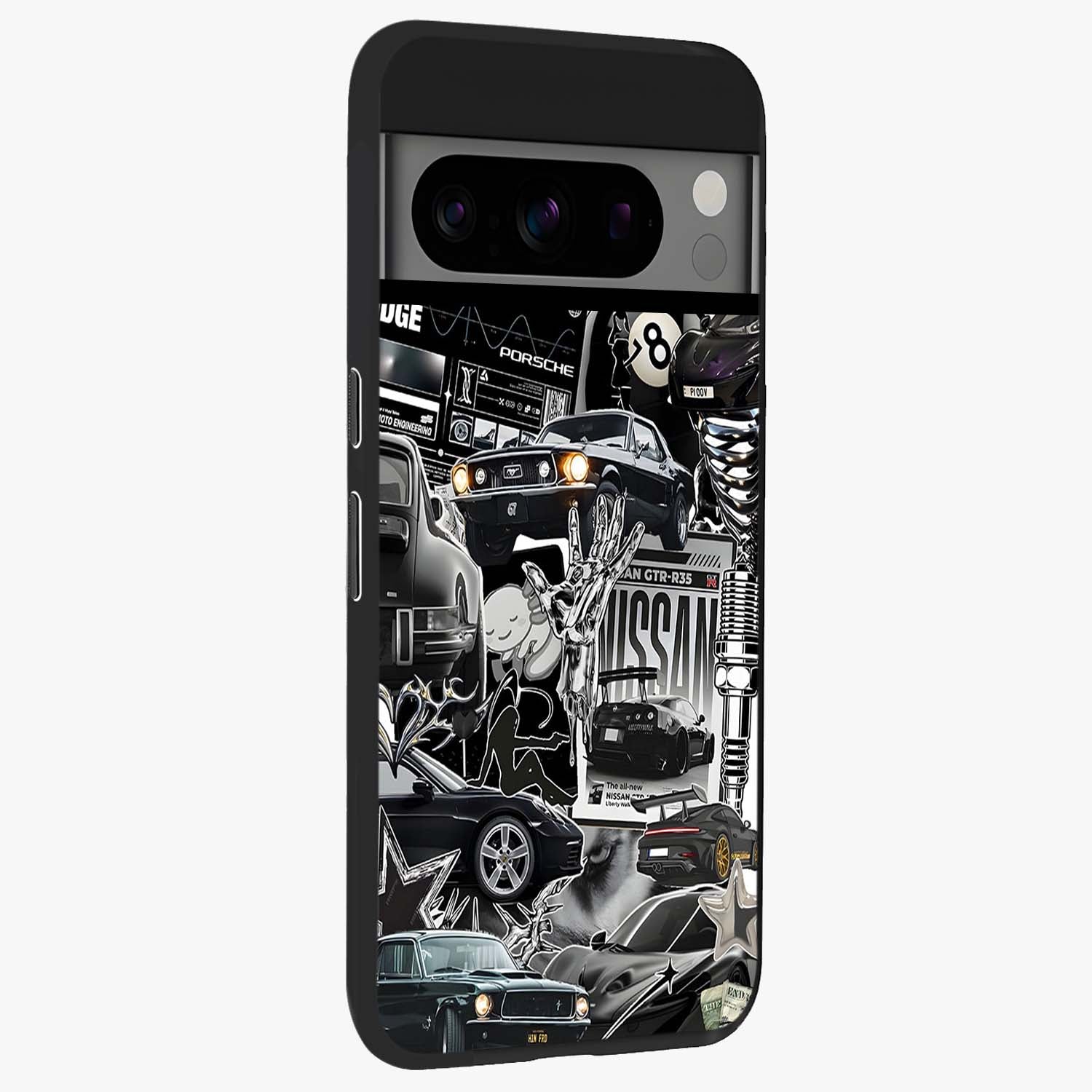 Aesthetic Dark Love Glass Case upright view showcasing dramatic romantic artwork with modern aesthetic style.