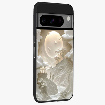 Celestial Origami Glass Case upright view showcasing creative origami artwork with modern celestial style.