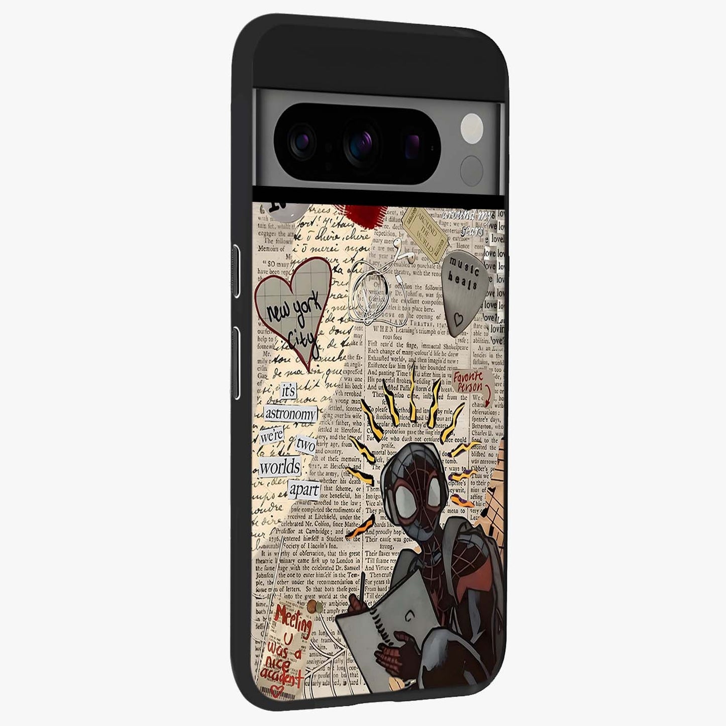 City Dream Sketch Glass Case upright view showcasing urban skyline artwork with stylish hand drawn design.