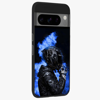 Cyber Sentinel Protocol Glass Case upright view showcasing advanced cyber sentinel artwork with futuristic tech theme.