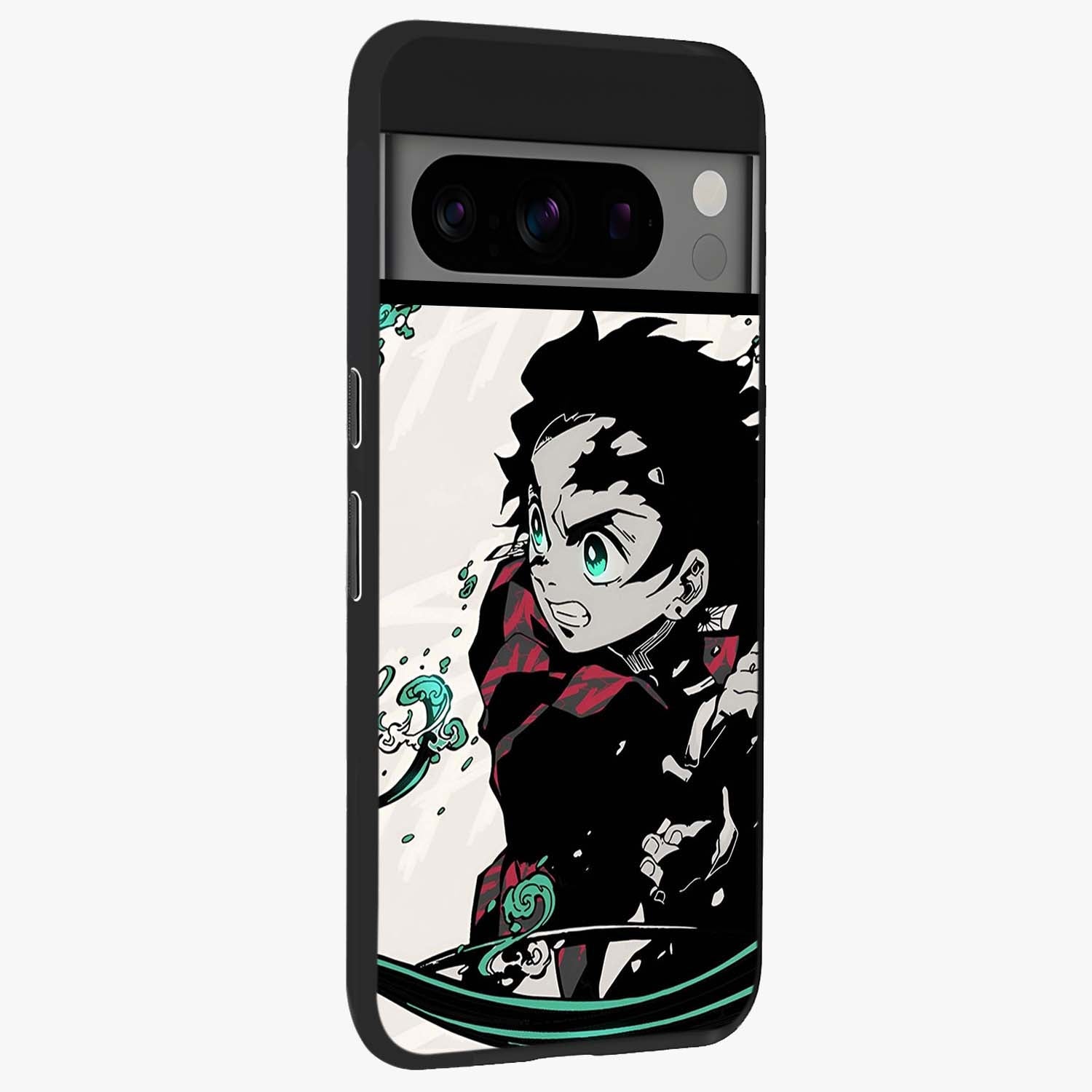 Demon Slayer Glass Case upright view showcasing powerful anime artwork with intense warrior theme.