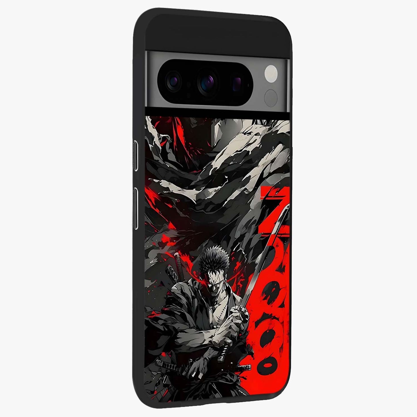 Demon Sword Resolve Glass Case upright view showcasing dramatic warrior artwork with intense battle theme.