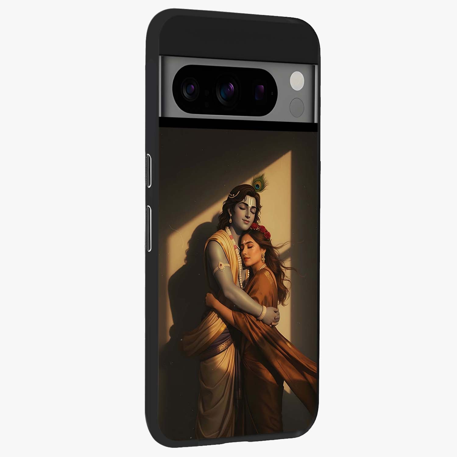 Divine Eternal Love Glass Case upright view showcasing graceful spiritual artwork with eternal love theme.