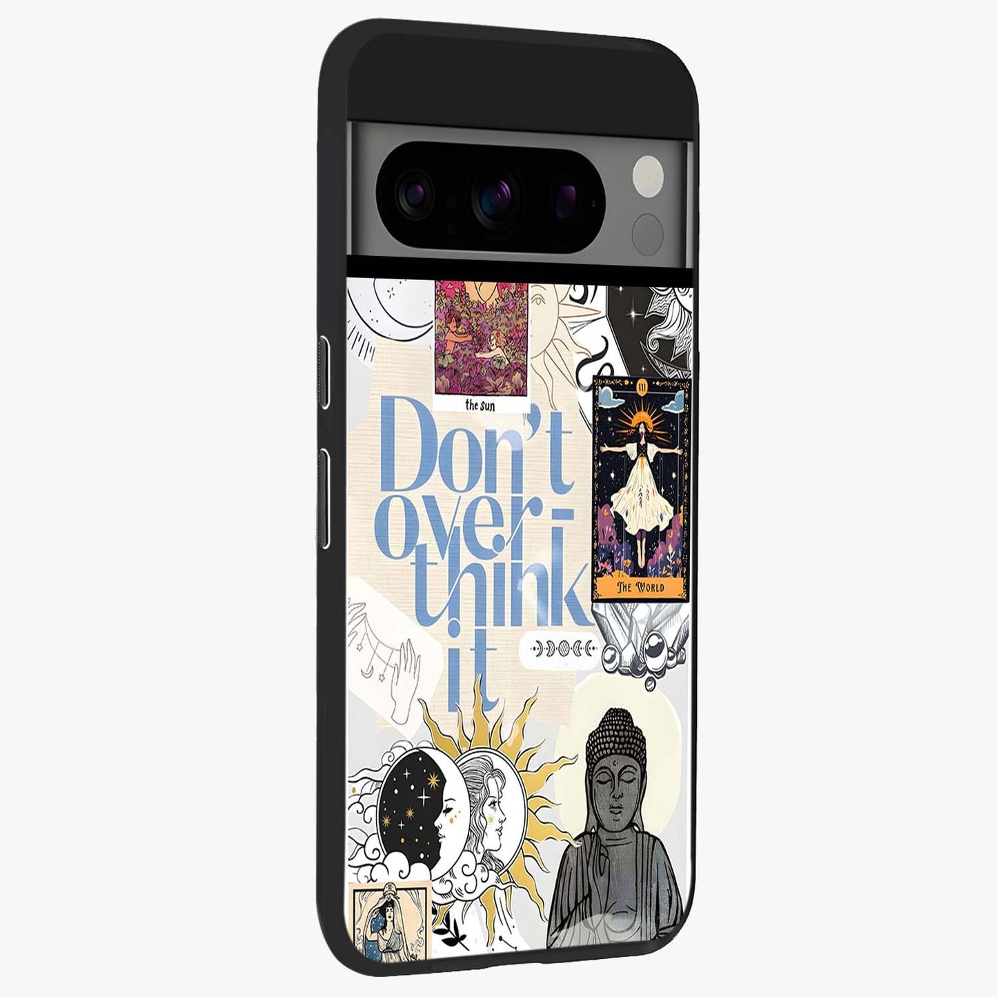 Ethereal Thoughts Glass Case upright view showcasing delicate artistic composition with peaceful dreamy theme.