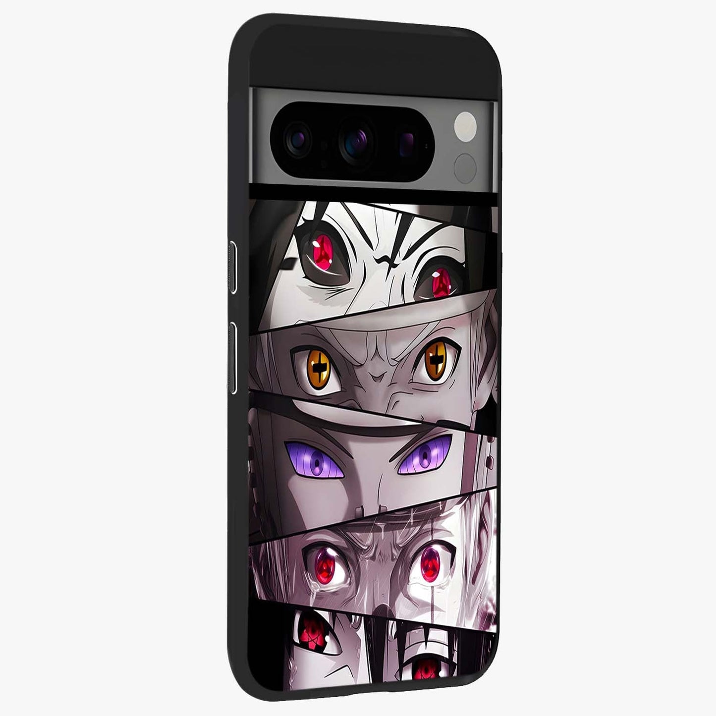 Eyes of Destiny Glass Case upright view showcasing symbolic eye artwork with dramatic artistic theme.