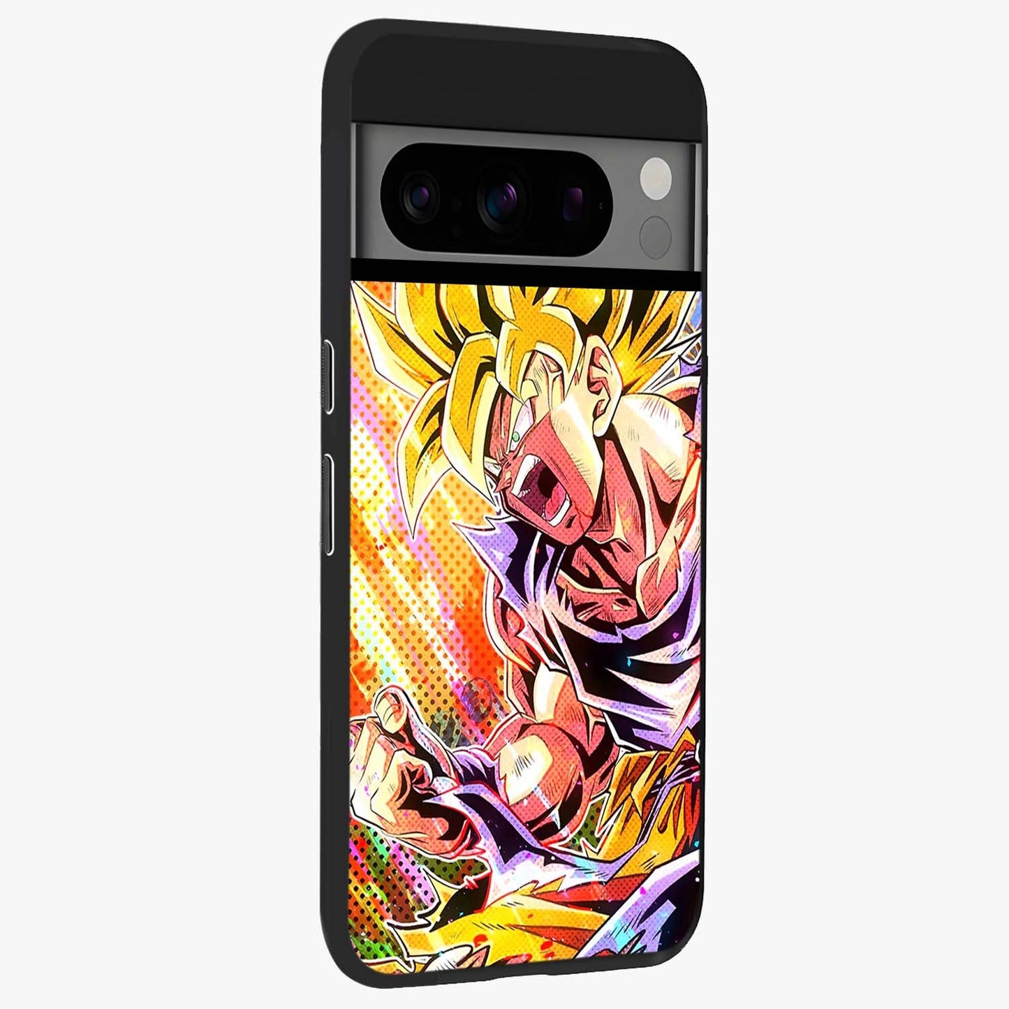 Firing Goku Glass Case upright view showcasing energetic anime artwork with bold warrior theme.